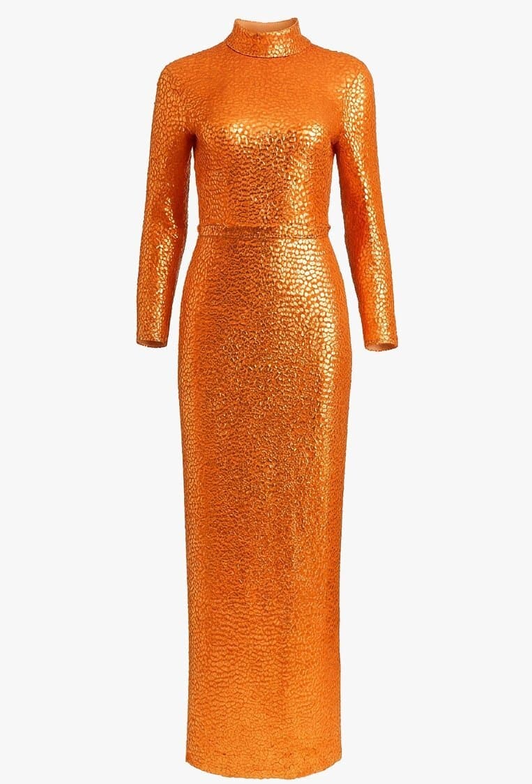 Marc Jacobs Long Sleeve Orange Sequin Gown