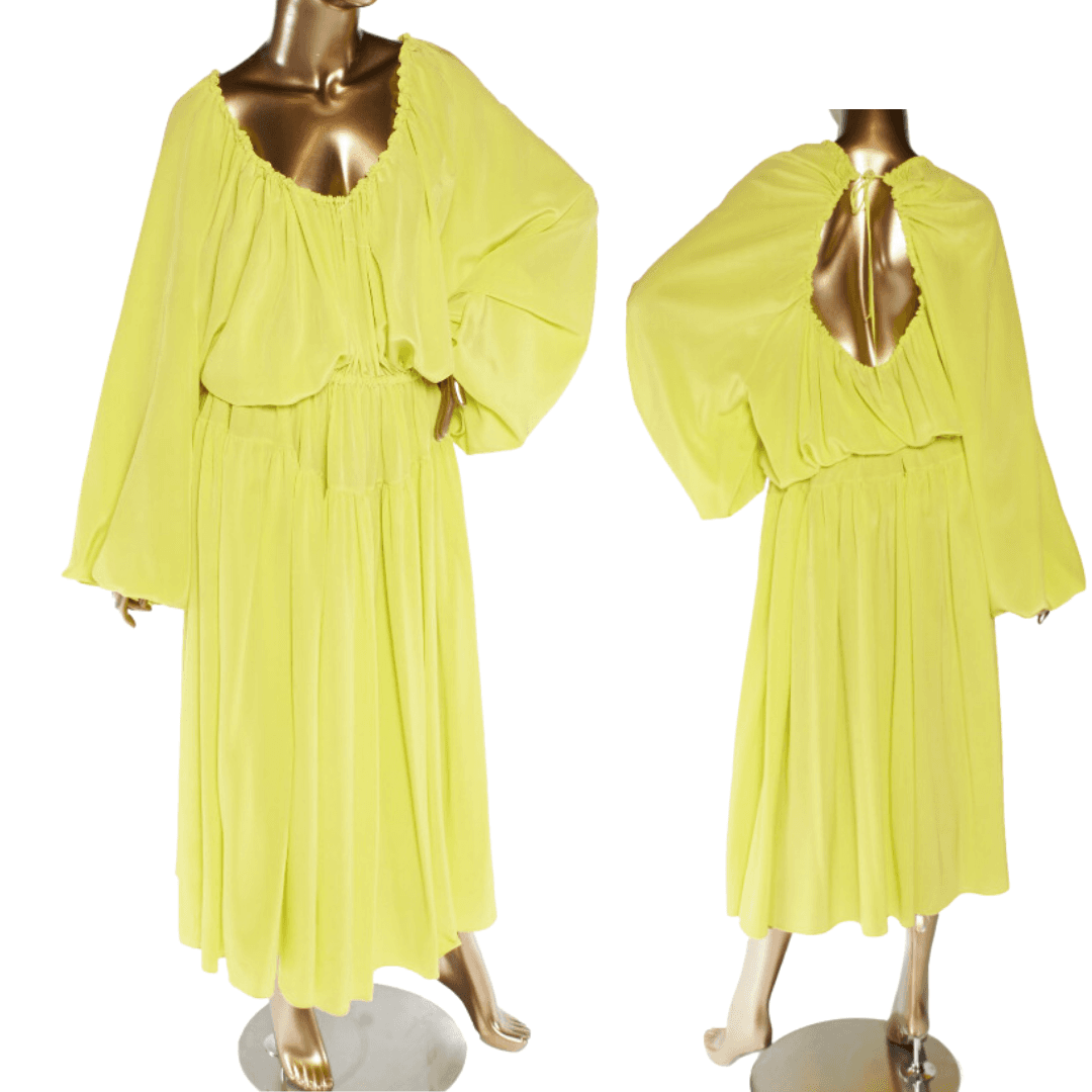 Rochas Ruffled Silk Crepe Midi Dress