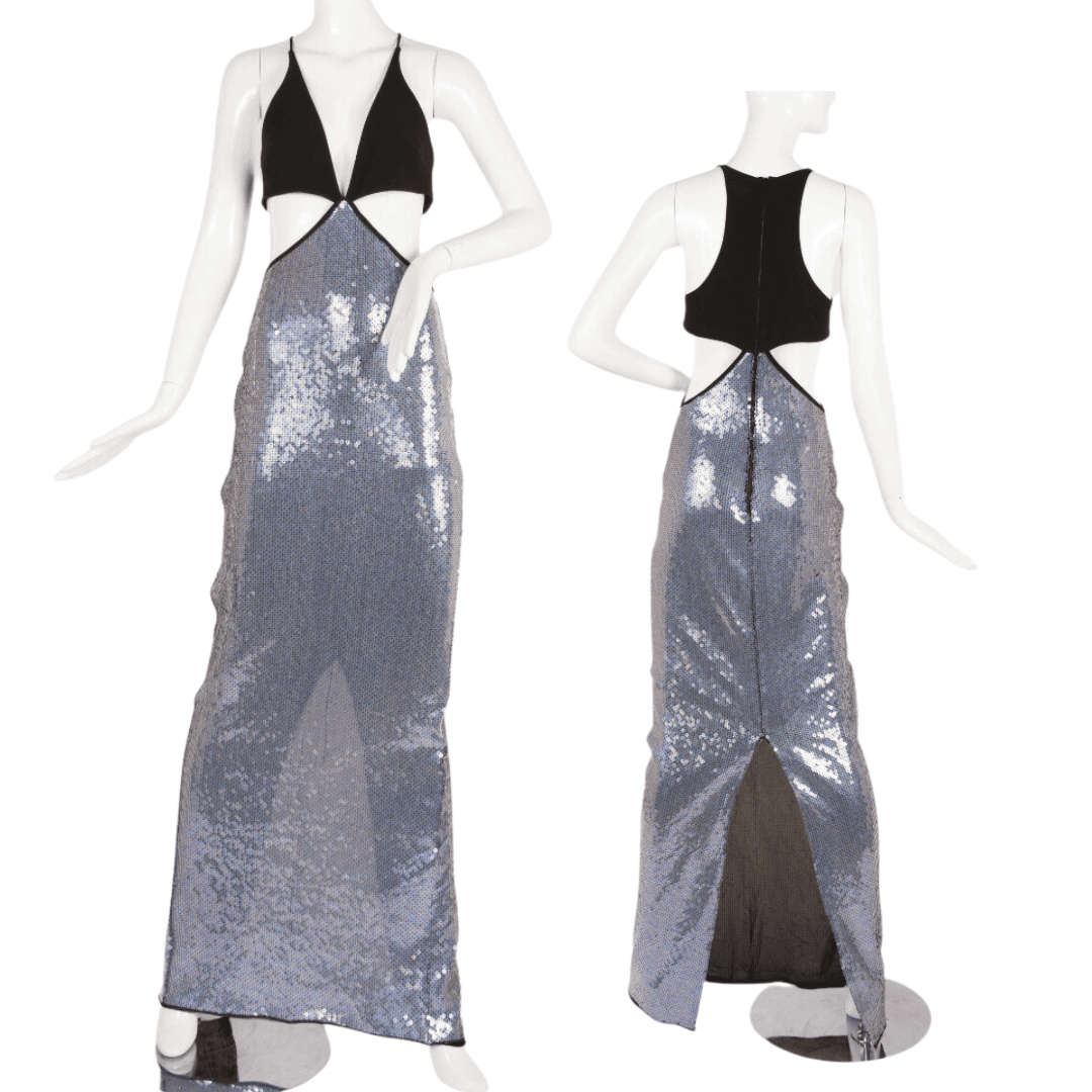 David Koma Bra Detail And Cutout Sequin Gown