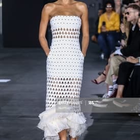 David Koma Plexi Triangle W/ Raffia Flounce Botton Dress — image 2