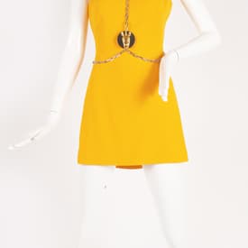 David Koma Sleeveless Yellow Dress With Silver And Gold Zebra Chain — image 2