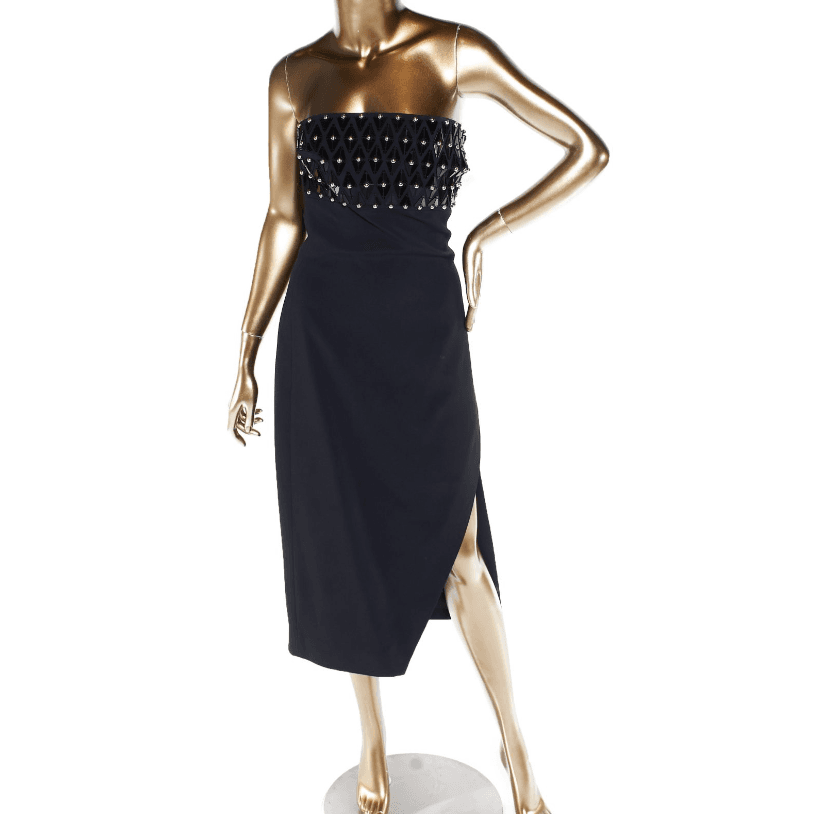 David Koma Strapless Dress With Plexi Triangle And Metal Balls