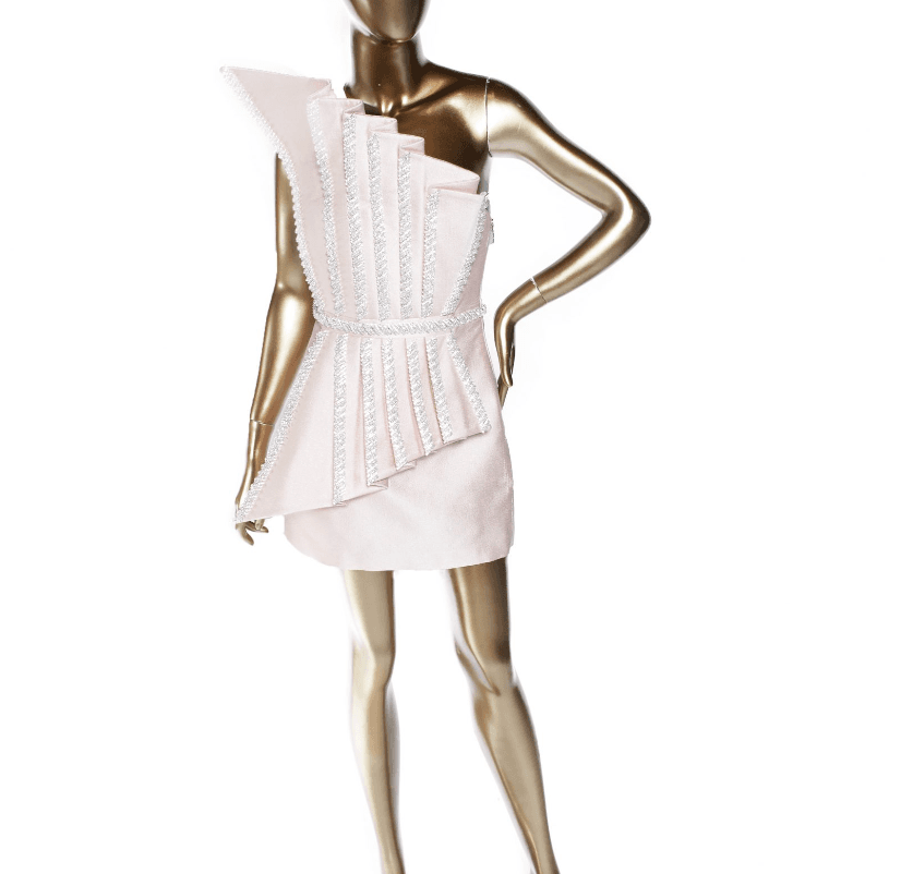 Raisa Vanessa One Shoulder Pink Dress With Pleating Detail