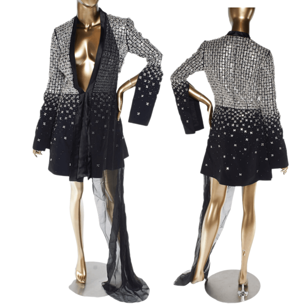 Azzaro Embellished Long Sleeve Dress