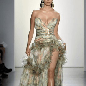Raisa Vanessa Dress Strapless Floral Dress W/rhinestone Buckle — image 1