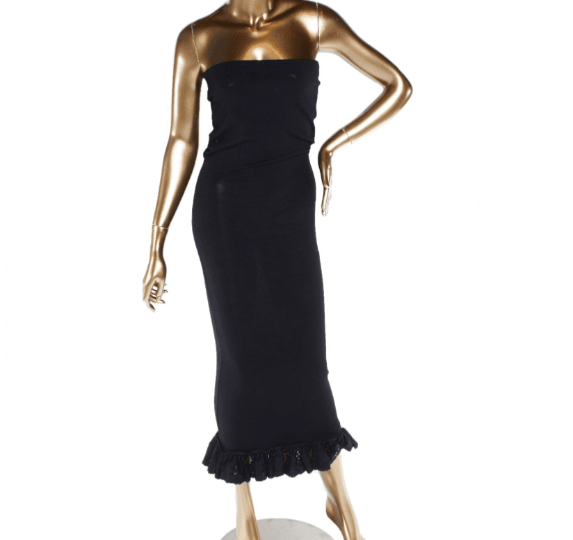 Dolce & Gabbana Strapless Maxi Dress W Lace Ruffle