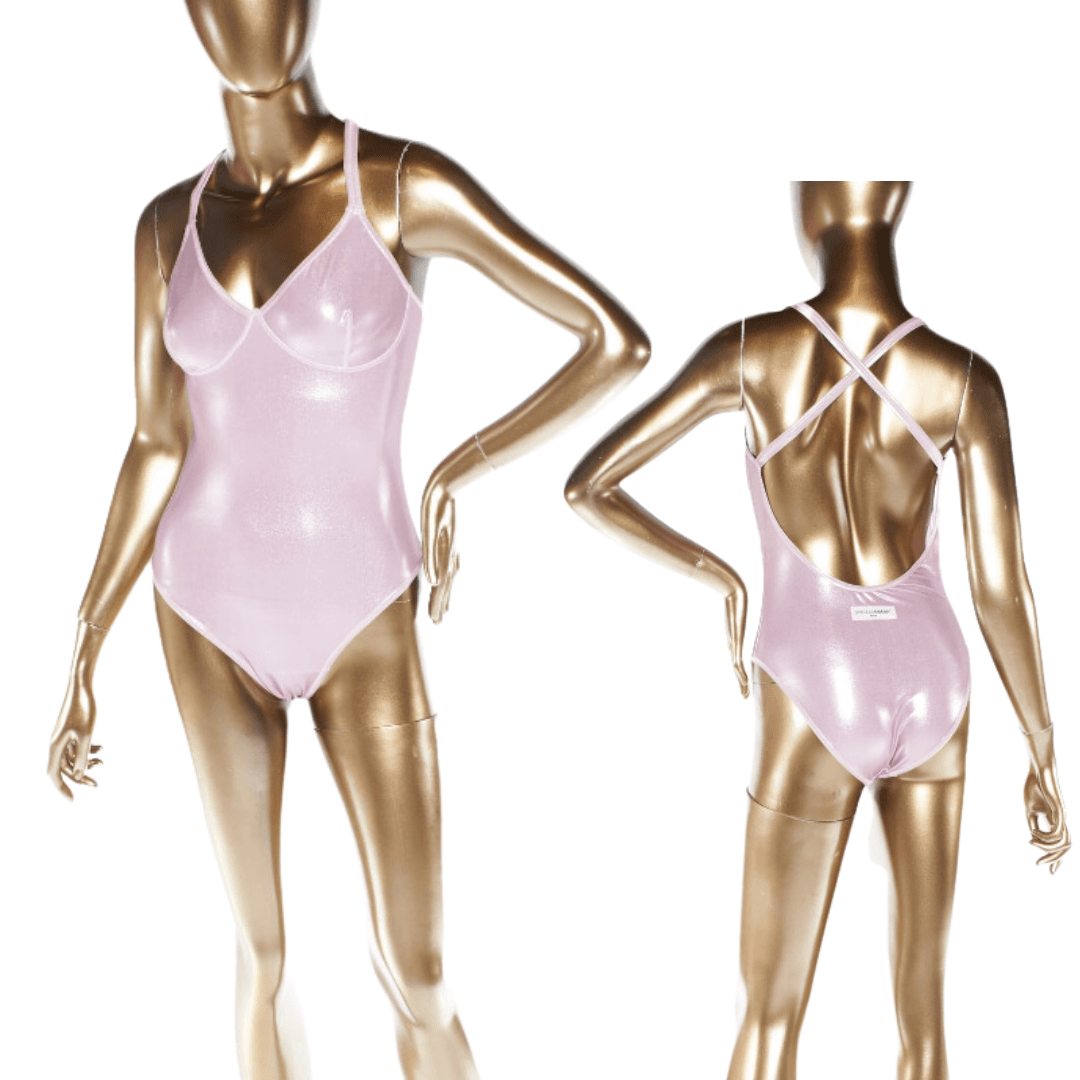 Dolce & Gabbana Pinkl Metallic Swimsuit/bodysuit