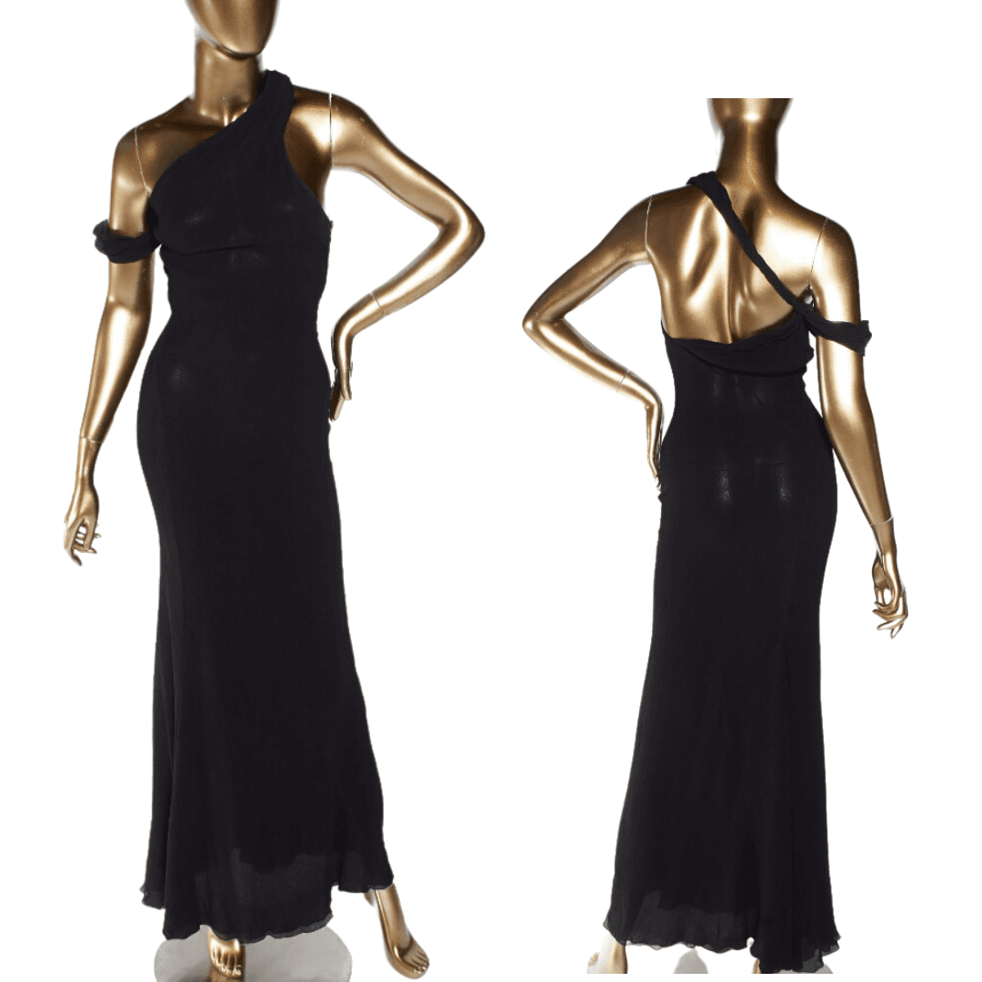 Gianni Versace One Shoulder Crepe Maxi Dress