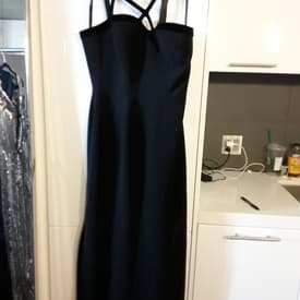 Vintage Thierry Mugler Black Strapless Gown With Velvet Detail — image 1