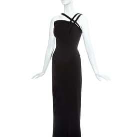 Vintage Thierry Mugler Black Strapless Gown With Velvet Detail — image 2