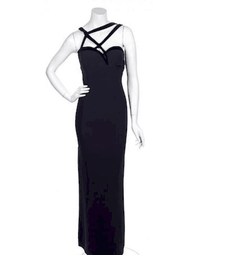 Vintage Thierry Mugler Black Strapless Gown With Velvet Detail