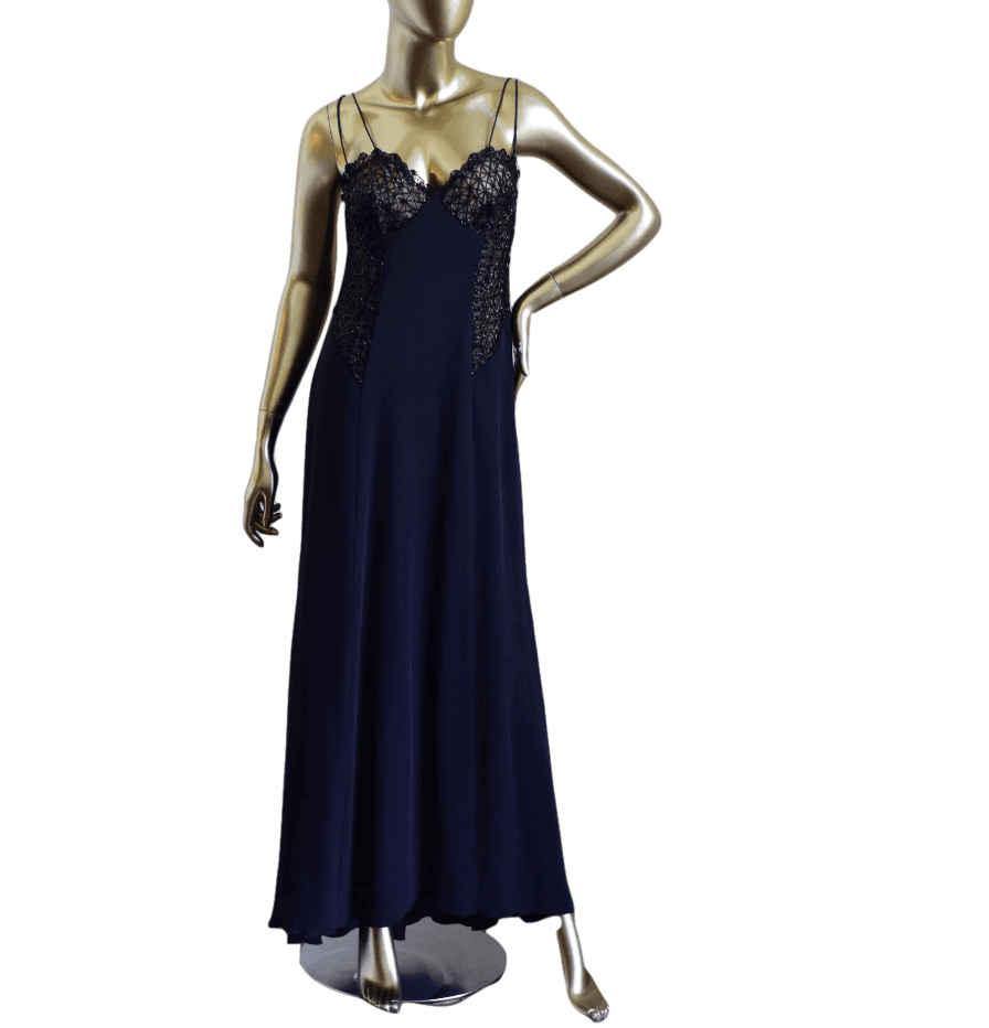 Valentino Slip Dress With Sheer Sequin Panels