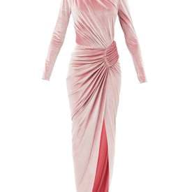 Alexandre Vauthier High Neck Draped Velvet Maxi Dress — image 1