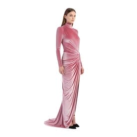 Alexandre Vauthier High Neck Draped Velvet Maxi Dress — image 6
