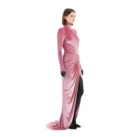 Alexandre Vauthier High Neck Draped Velvet Maxi Dress — image 7