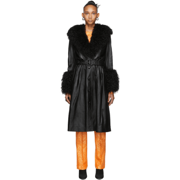 Saks Potts Fur Trim Coat