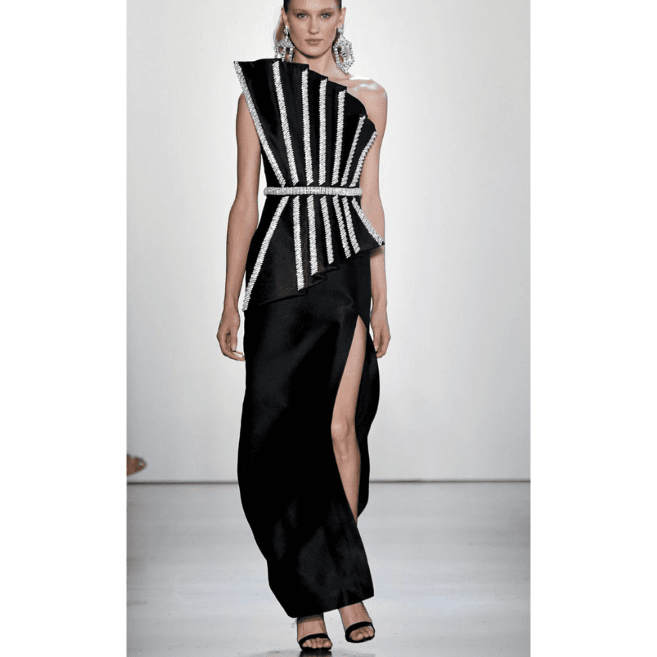 Raisa Vanessa Embroidered Asymmetrical Maxi Dress