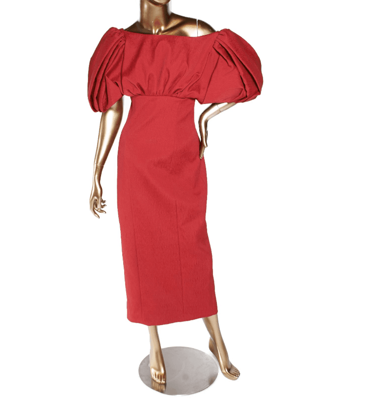 Emilia Wickstead Midi Dress With Puff Sleeves