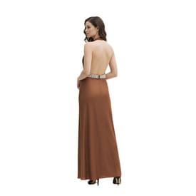 Gucci Bronze Plunging Gown Dress Wide Mirror Belt — image 6