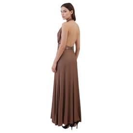 Gucci Bronze Plunging Gown Dress Wide Mirror Belt — image 8