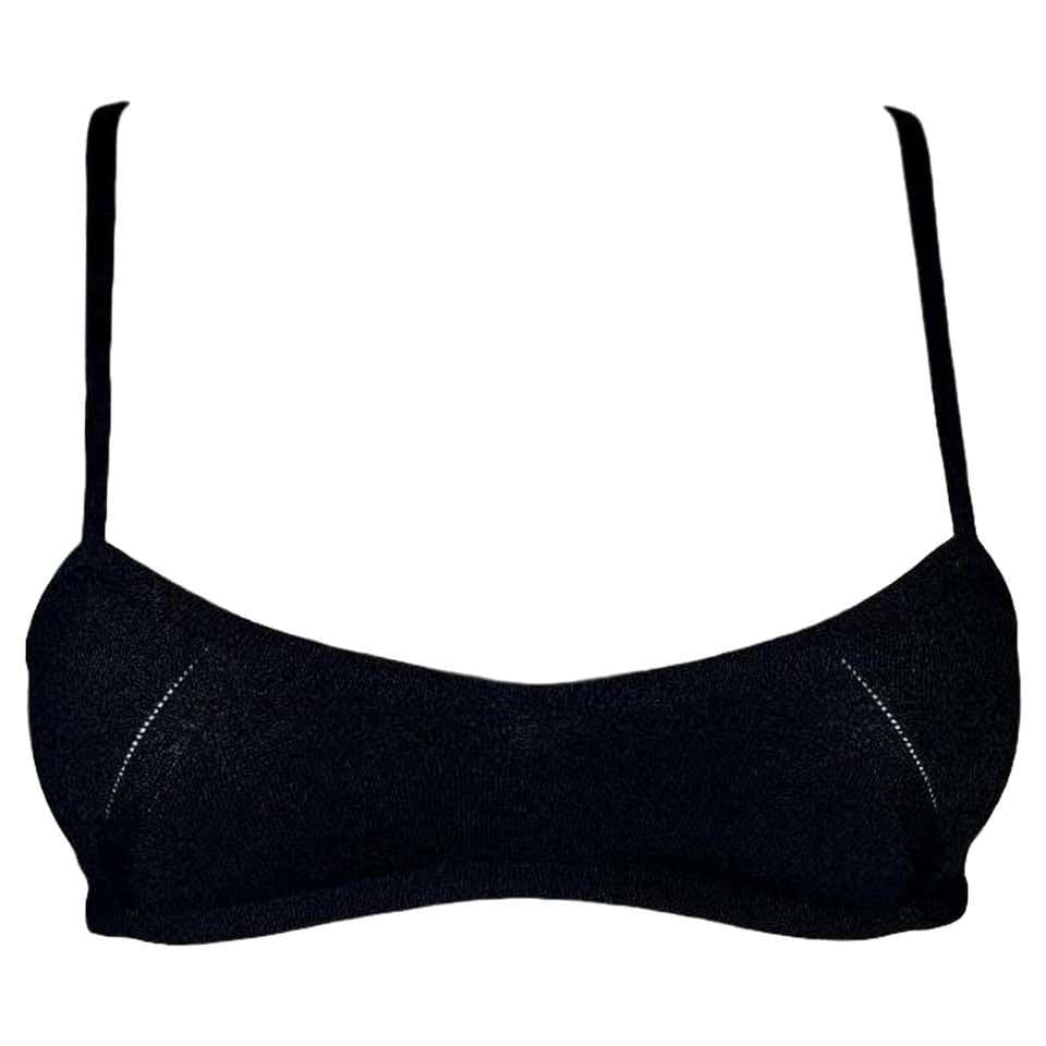 Gucci By Tom Ford Dark Navy Blue Silk Knit Crop Top