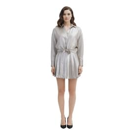 Vintage Gianni Versace Silver Button Down Blouse & Pleated Skirt Set — image 2