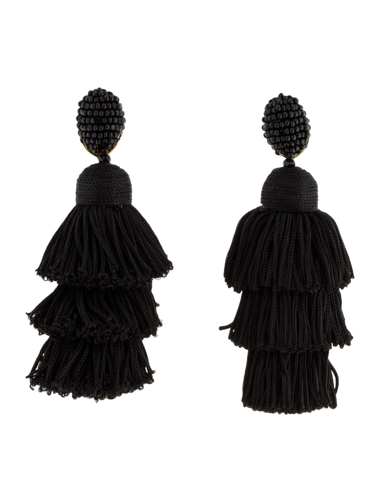 Oscar De La Renta Silk Tiered Tassel Earrings