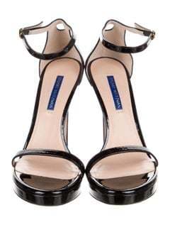Stuart Weitzman Patent Leather Keyhole Accent Sandals