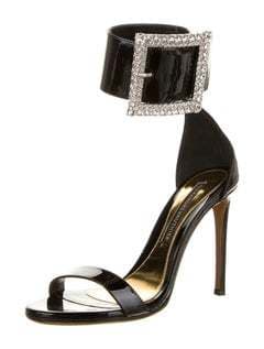 Alexandre Vauthier Patent Leather Crystal Embellishments Sandals