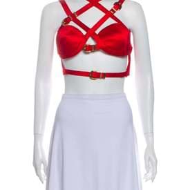 Versace Red Silk Bralette And Skirt Set — image 1