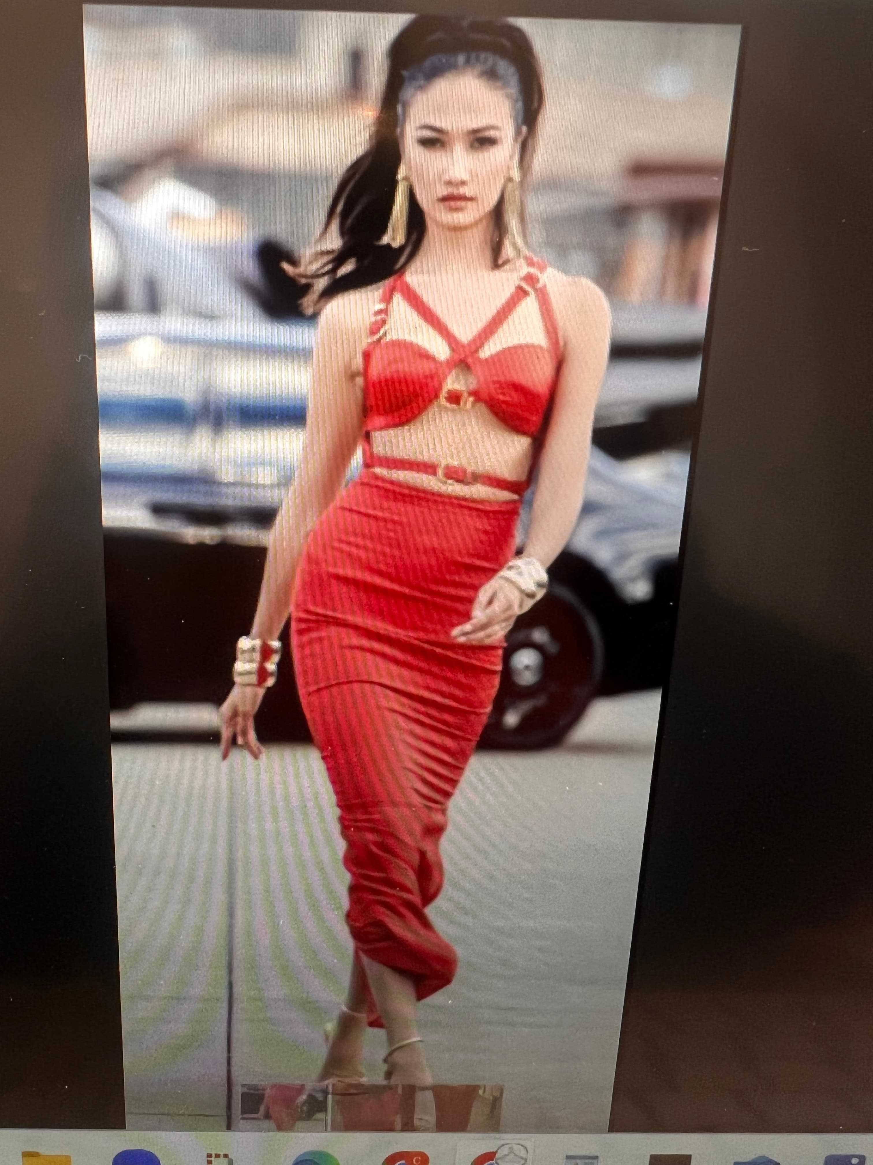 Versace Red Silk Bralette And Skirt Set