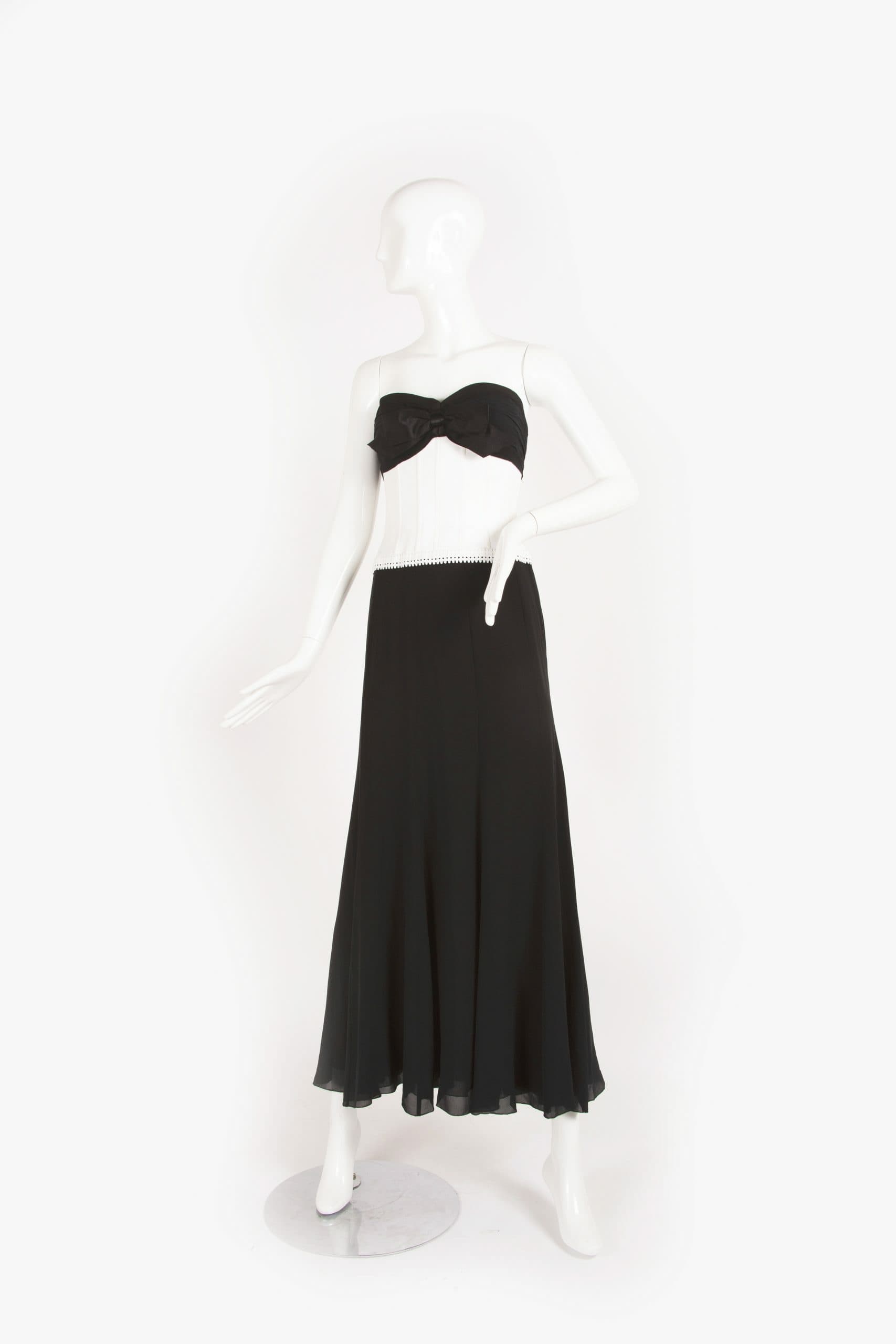 Chanel Vintage Black & White Evening Dress