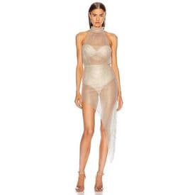Reve Riche Uma Tulle Crystal Sheer Slant Dress (us2) — image 1
