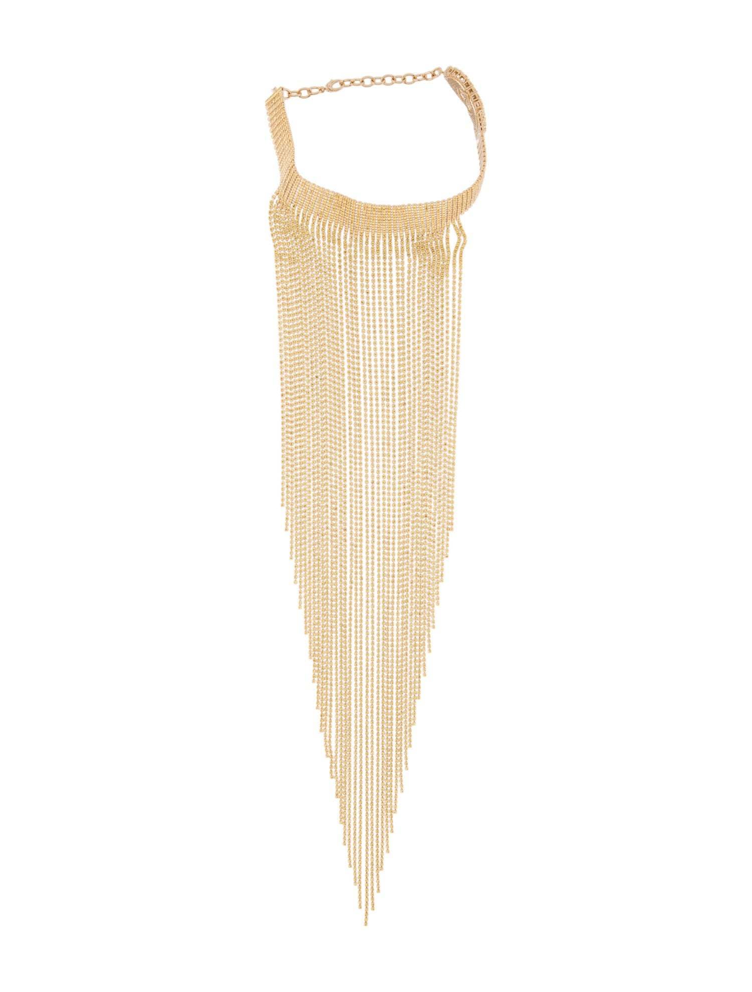 Gucci Gold- Tone Crystal Fringe Choker Necklace