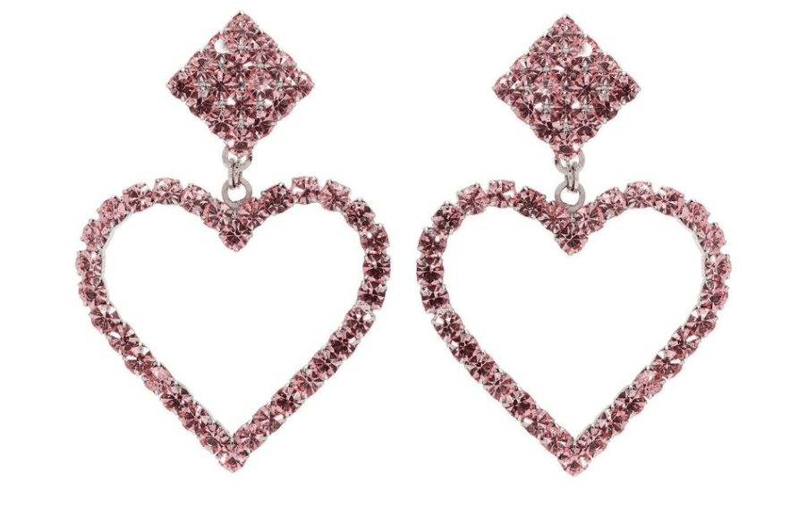 Alessandra Rich Pink Heart Earrings