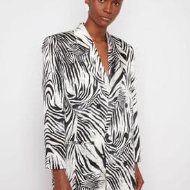 Magda Butrym Zebra Print Silk Blazer Dress — image 1