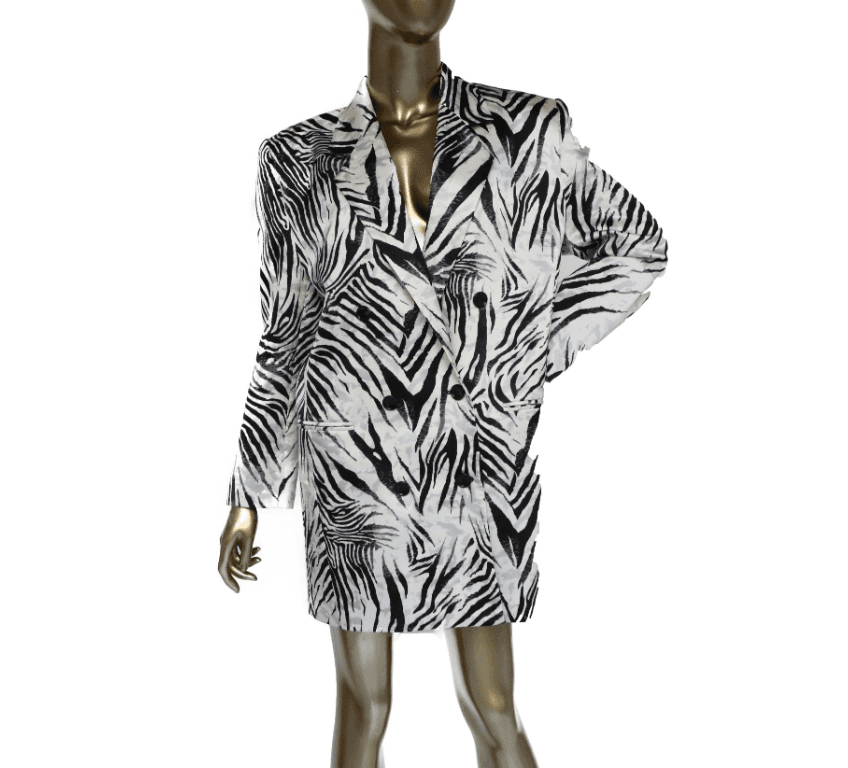 Magda Butrym Zebra Print Silk Blazer Dress