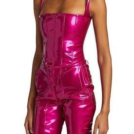Laquan Smith Vinyl Pvc Corset Bustier Crop Top Pink — image 1