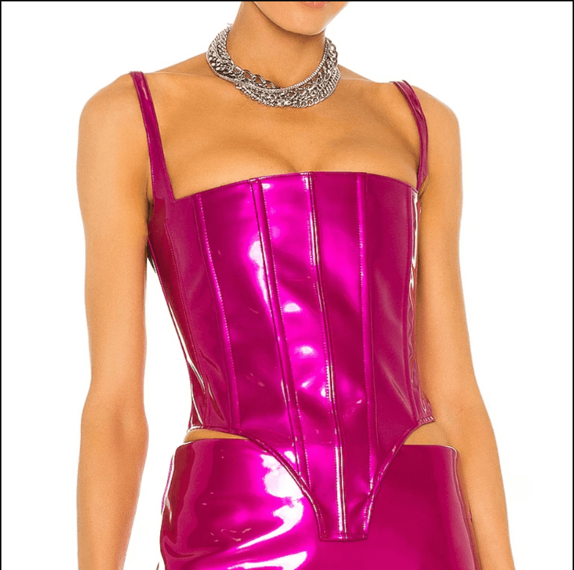 Laquan Smith Vinyl Pvc Corset Bustier Crop Top Pink