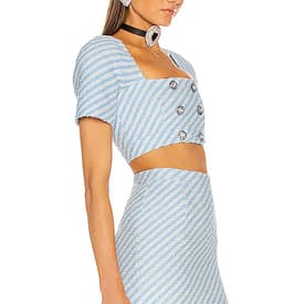 Alessandra Rich Striped Tweed Micro Jacket With Skirt — image 1