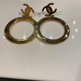 Chanel Gold Logo Clip On Earrings — image 1
