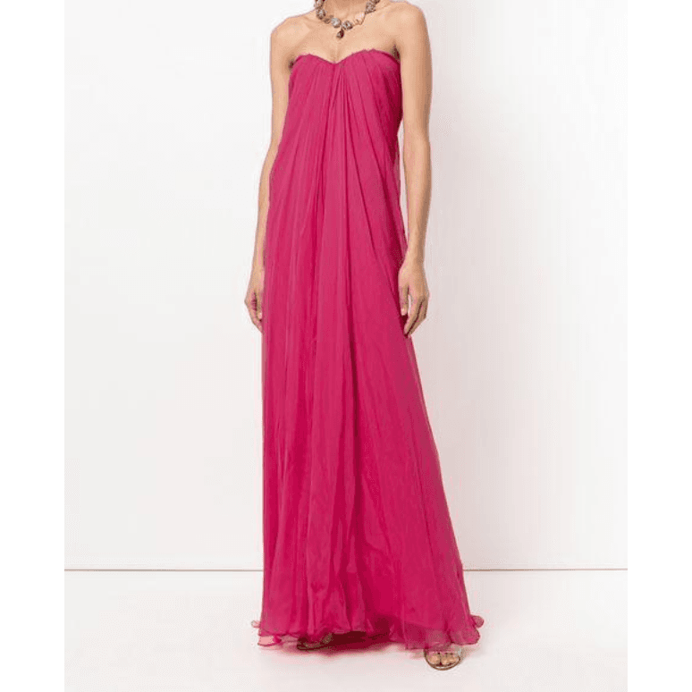 Alexander Mcqueen Silk Strapless Pink Dress