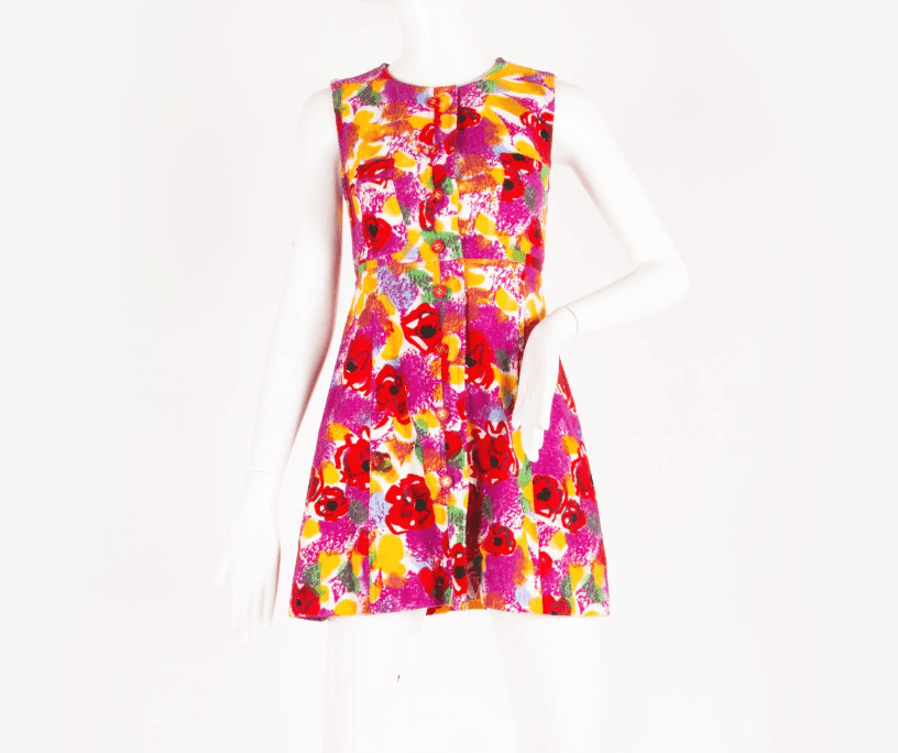 Vintage Chanel Terry Cloth Floral Mini Dress