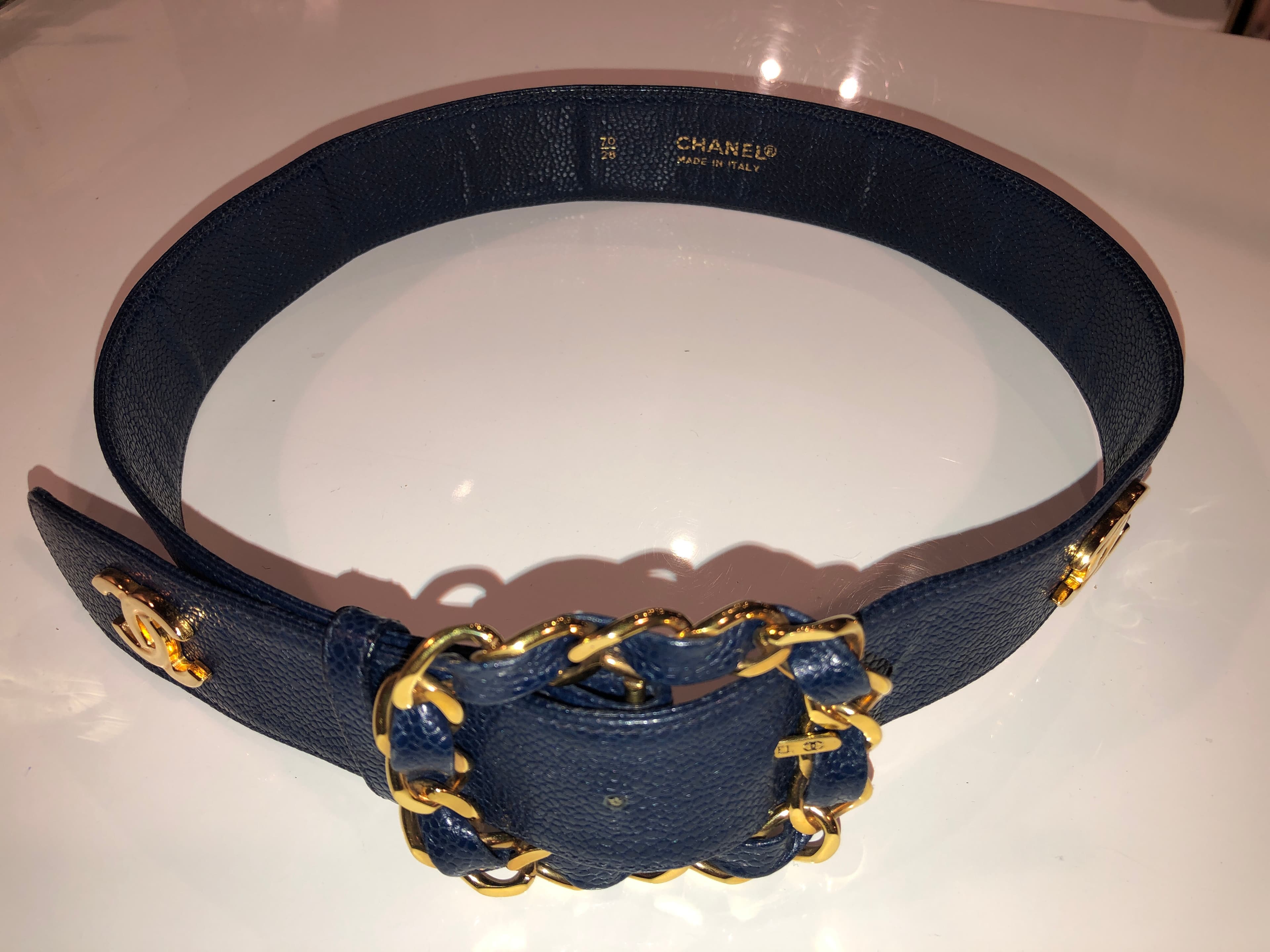 Vintage Chanel Navy Blue Belt