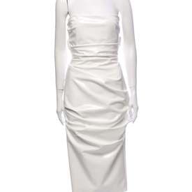 Alex Perry Strapless Ruched Pleather Dress — image 1