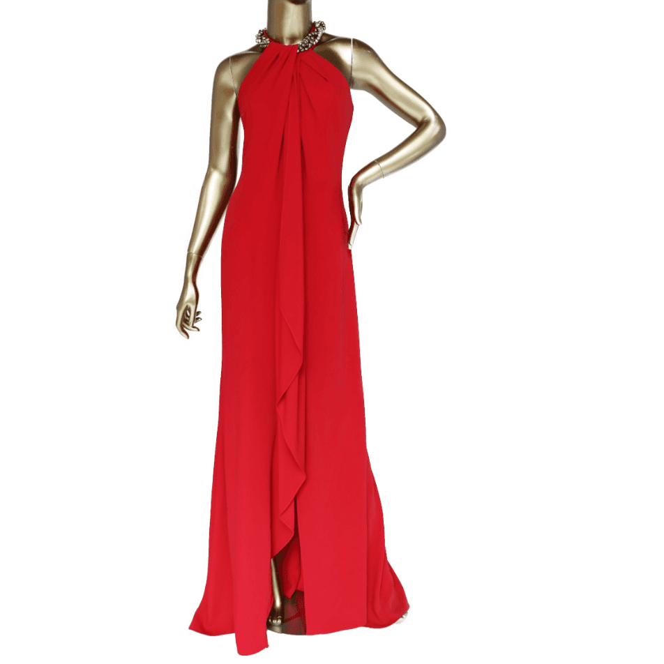 Carmen Marc Valvo Halterneck Long Dress