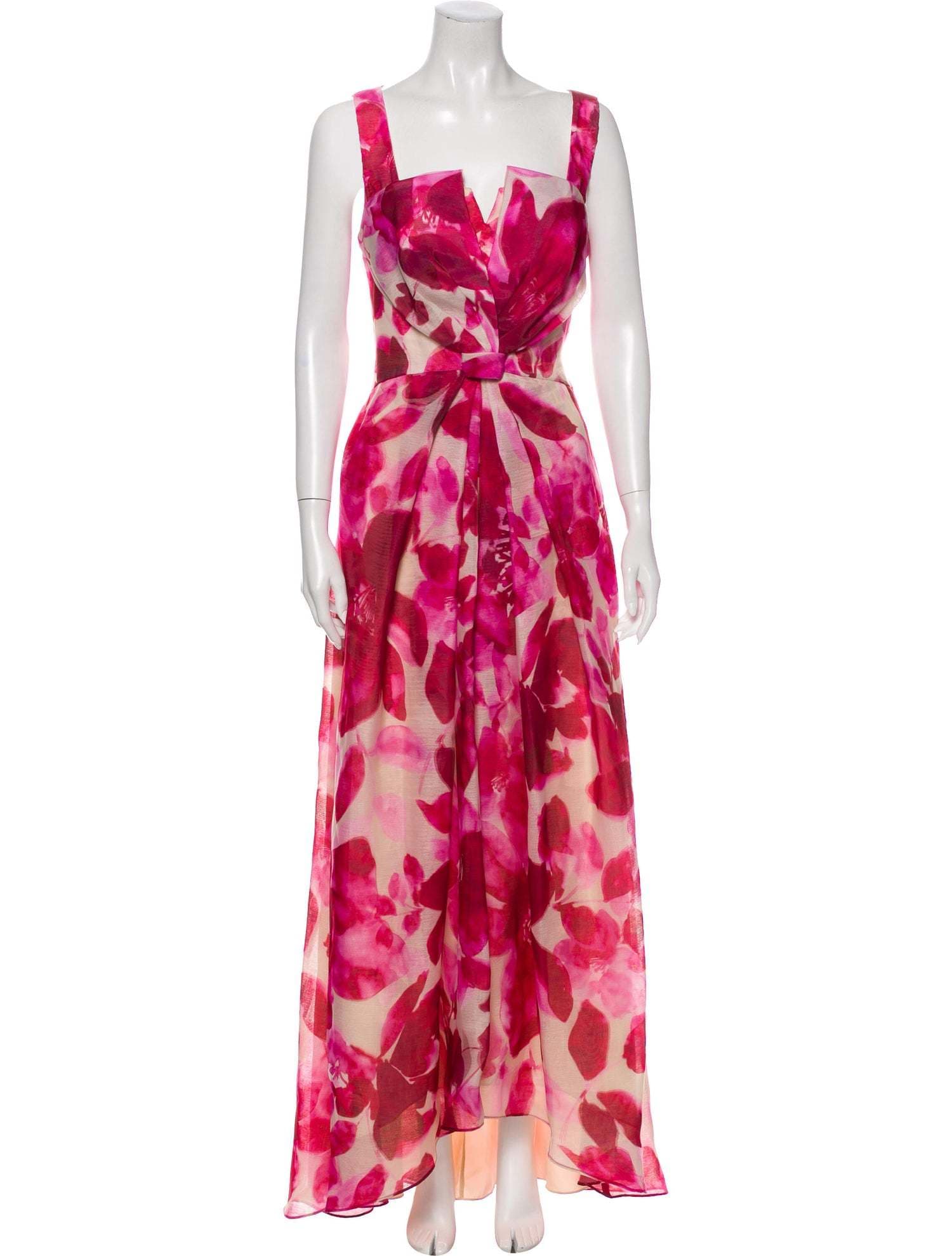 Carmen Marc Valvo Floral Print Long Dress