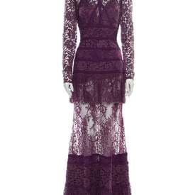 Elie Saab Lace Pattern Long Dress Purple — image 1