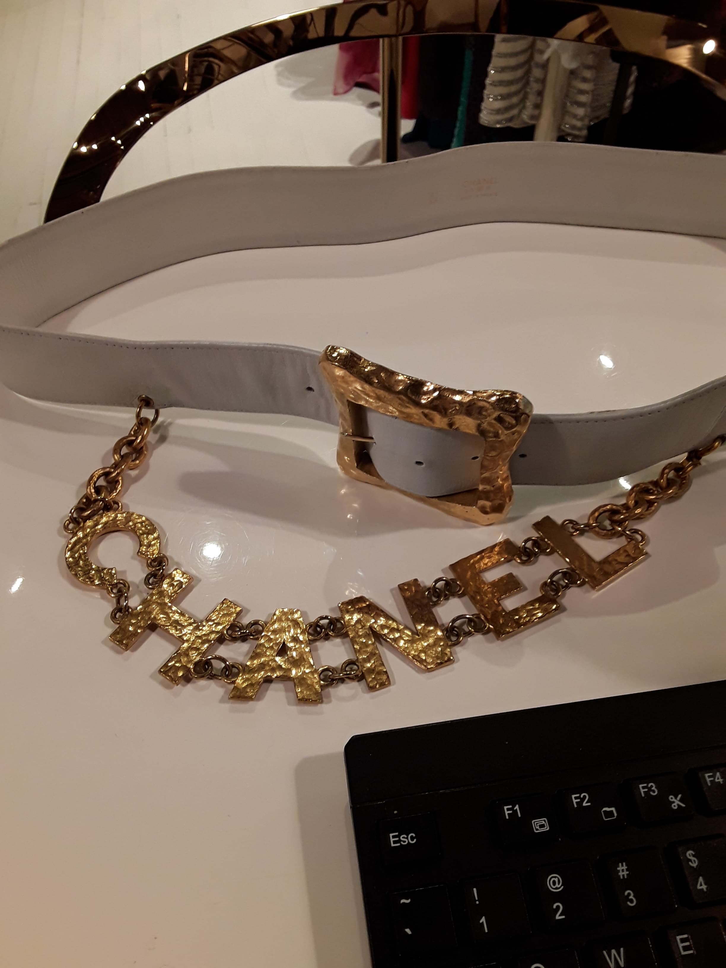 Chanel 90s White Vintage Belt