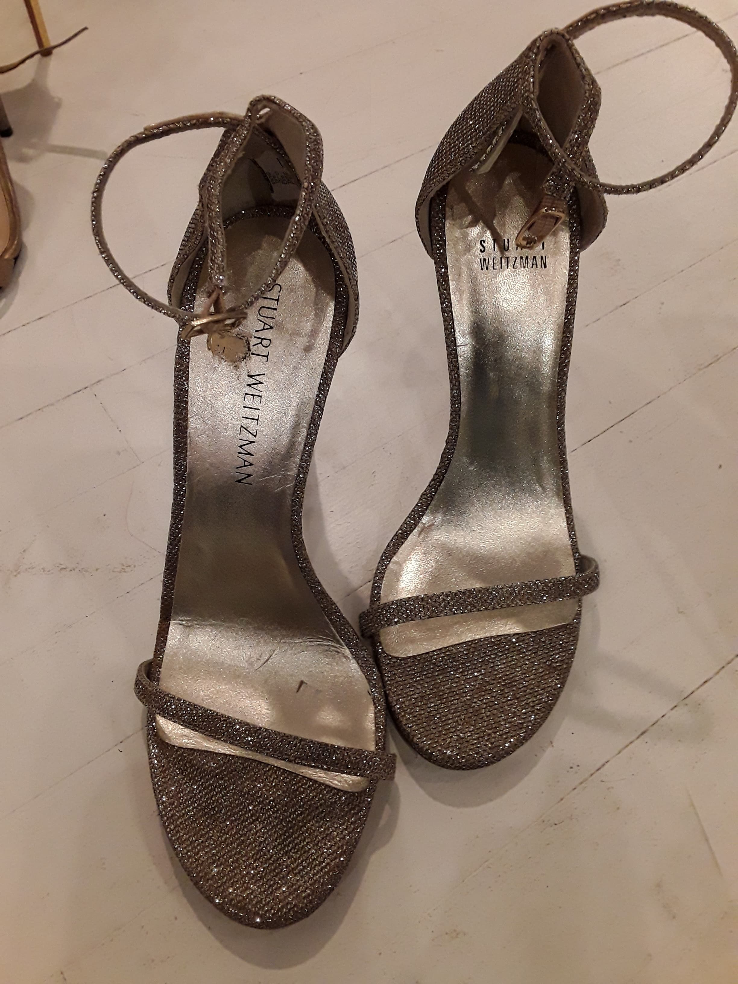 Stuart Weitzman Nudist Sandal Metalic